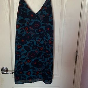 Aqua shift dress - blue floral - small
